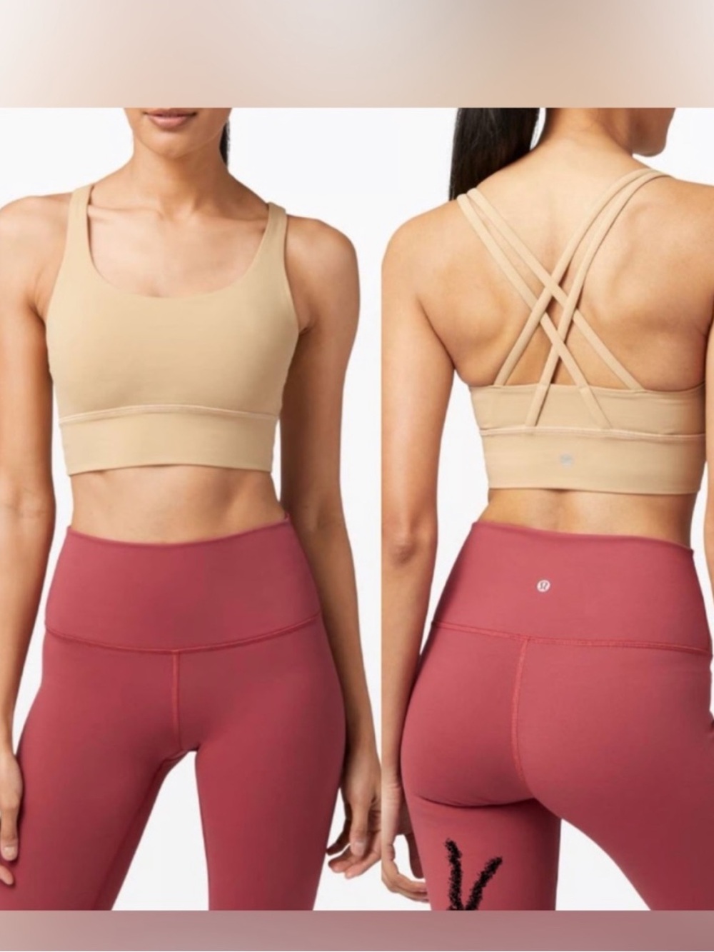 Lululemon Energy Longline Bra. Tan color. Size 6